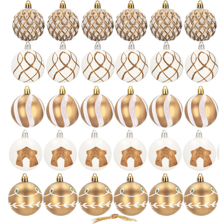 Bombki choinkowe 30 szt. złoty 6 cm zestaw choinkowy