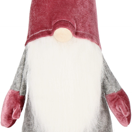 Skrzat 55cm ozdoba świąteczna, krasnal świąteczny, gnom welur brudny róż