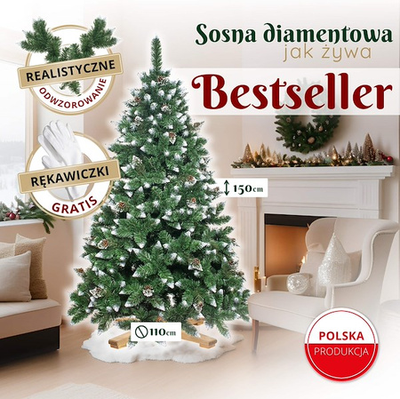 Choinka sztuczna, ośnieżona 150 cm Premium Royal Trees świąteczne drzewko, sosna diamentowa