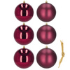 Bombki choinkowe 6 szt. ozdoby świąteczne zestaw 9,5 cm bordowe