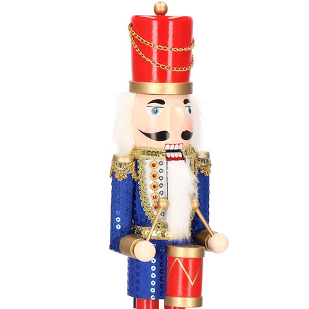 Dziadek do orzechów 51 cm drewniany żołnierzyk niebieski, figurka świąteczna