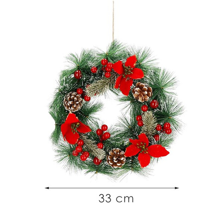 Wieniec świąteczny ozdoba na drzwi wianek stroik bożonarodzeniowy 33 cm
