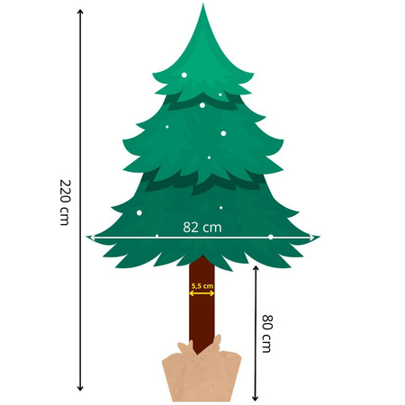 Choinka na pniu sztuczna 220 cm sosna diamentowa ośnieżona jak żywa premium