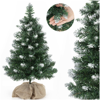 Choinka sztuczna mała 60 cm sosna ośnieżona z jutą mini drzewko świateczne na stolik