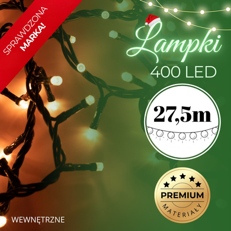 Lampki choinkowe 400 led biały ciepły 27,5 m oświetlenie świąteczne