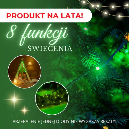 Lampki choinkowe 200 Led zielony 15,5 m oświetlenie świąteczne