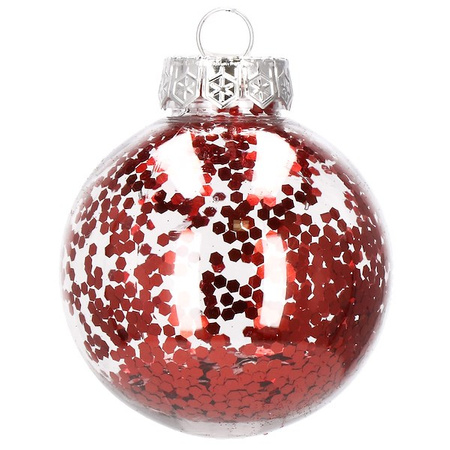 Bombki choinkowe przeźroczyste 30 szt. czerwony 7cm zestaw choinkowy