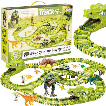 Tor wyścigowy dla dzieci park dinozaurów 240 elementów z figurkami dinozaurów