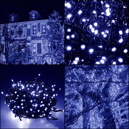 Lampki choinkowe zewnętrzne, wewnętrzne 500 led niebieskie 27,5 m światełka świąteczne