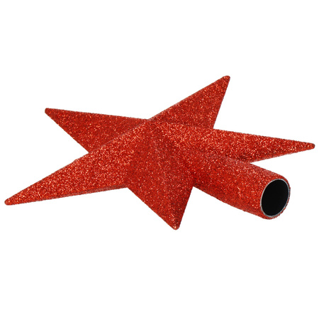 Szpic na choinkę gwiazda 19 cm brokatowa ozdoba świąteczna czerwona