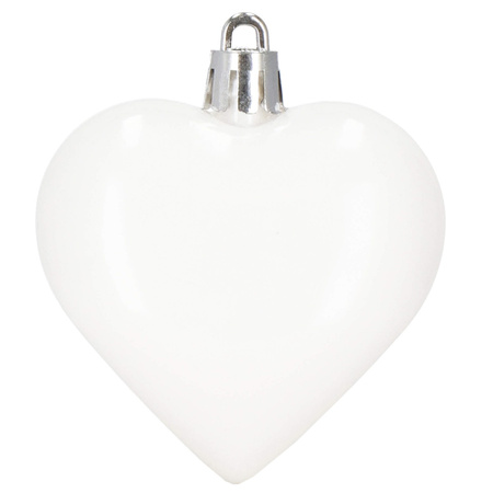 Bombki choinkowe 7 cm dekoracje świąteczne 8 szt. nietłukące serca, białe