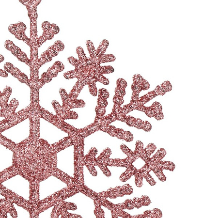 Zawieszka choinkowa 12 szt. śnieżynka 10 cm świąteczna ozdoba różowy brokat
