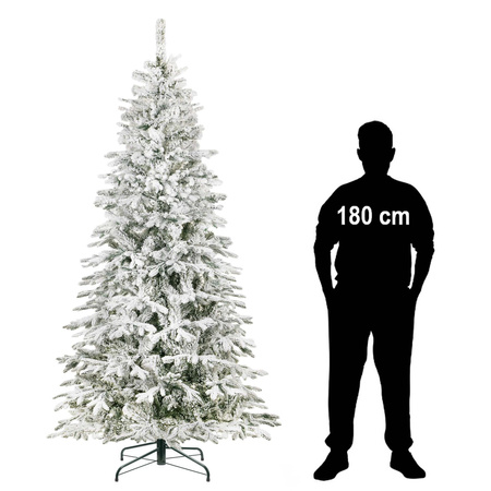 Choinka sztuczna jak żywa 250 cm świerk ośnieżony jak nowoczesny, ze stojakiem