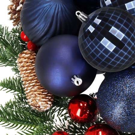 Bombki choinkowe 30 szt. ozdoby świąteczne zestaw 8cm granatowy