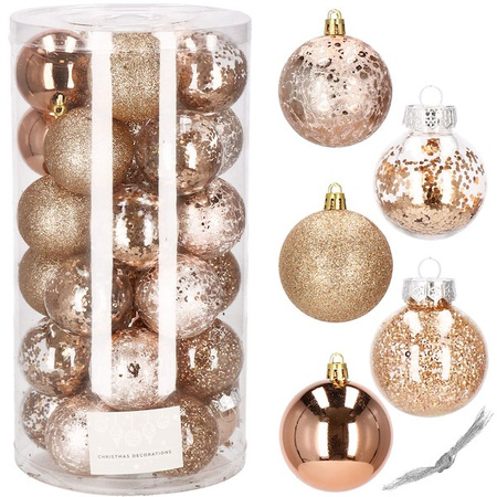 Bombki choinkowe przeźroczyste 30 szt. rose gold 6cm zestaw choinkowy