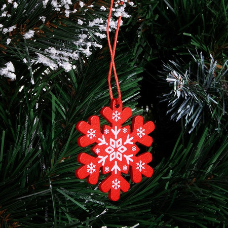 Świąteczne zawieszki 5cm drewniane śnieżynka zestaw 3 szt.