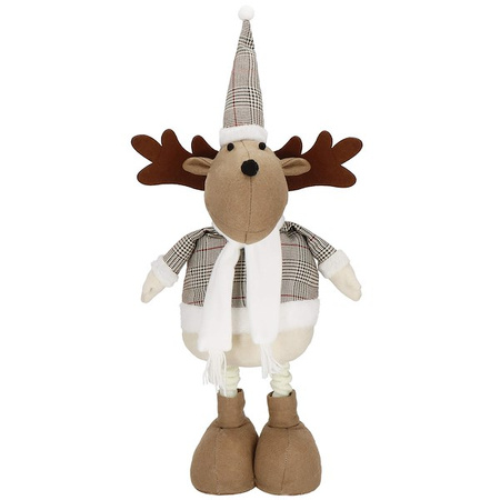 Renifer 50-67cm ozdoba świąteczna, krasnal świąteczny, gnom na teleskopowych nóżkach brązowy