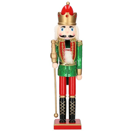 Dziadek do orzechów 50 cm drewniany żołnierzyk z cekinami, figurka świąteczna