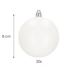 Bombki choinkowe 20 szt. biały 8 cm zestaw choinkowy
