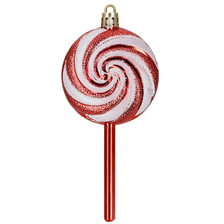 Bombki choinkowe 40 szt. okrągłe, lizaki, szyszki, laski cukrowe nietłukące ozdoby czerwone