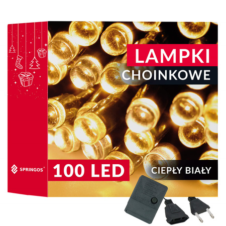 Lampki choinkowe 100 led biały ciepły 8,5 m oświetlenie świąteczne