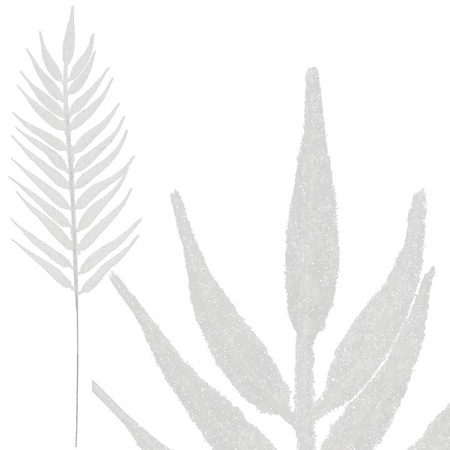 Sztuczny liść palmy ozdoba 3 szt. świąteczna dekoracja do stroika biała z brokatem