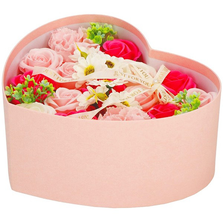 Mydlane róże 24 szt. pudełko flower box serce kwiaty różowe