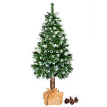 Choinka na pniu 160 cm sztuczna sosna diamentowa ośnieżona jak żywa