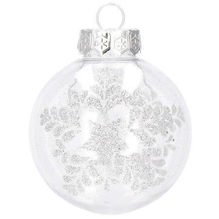 Bombki choinkowe przeźroczyste 30 szt. srebrny, złoty 7cm zestaw choinkowy