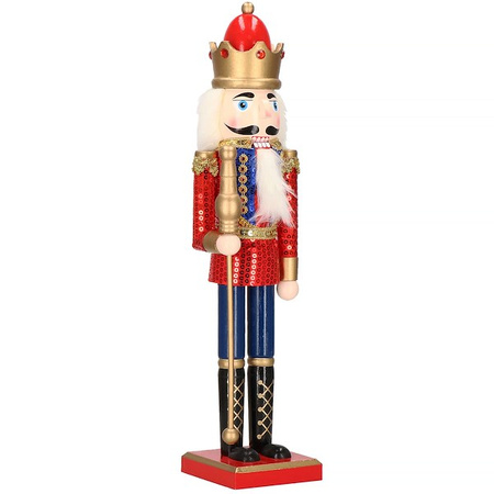 Dziadek do orzechów 50 cm drewniany żołnierzyk z berłem multikolor, figurka świąteczna