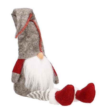 Para skrzatów 50cm ozdoba świąteczna, siedzący krasnal świąteczny, gnom czerwony, szary