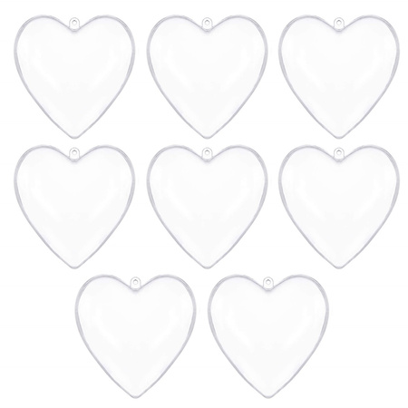 Bombki akrylowe 10cm serce plastikowe decoupage zestaw 8 szt.