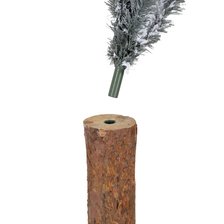 Choinka na pniu jak żywa 180 cm sztuczny świerk śnieżony jak żywy, ze stojakiem