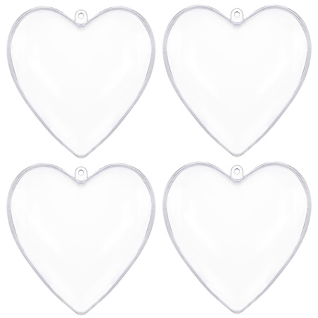 Bombki akrylowe 6cm serce plastikowe decoupage zestaw 4 szt.