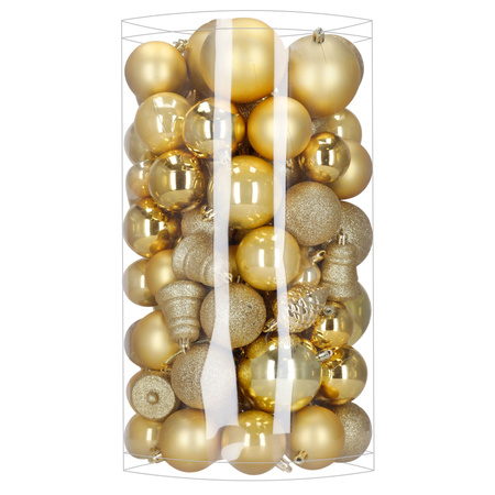 Bombki choinkowe, zestaw 100 szt. dekoracji do stroika nietłukące, złote