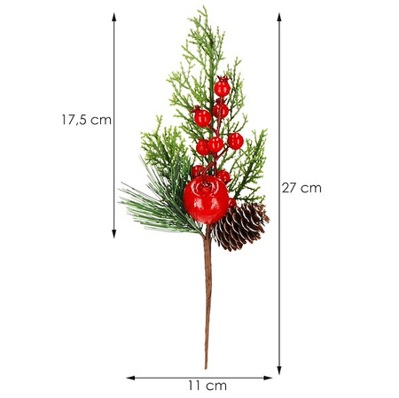 Gałązka świąteczna sztuczna dekoracja do stroika 27 cm 3 szt.