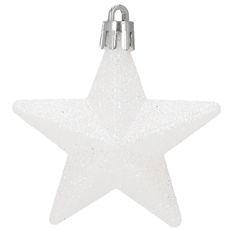 Bombki choinkowe 6 szt. dekoracje, ozdoby świąteczne gwiazdki zestaw białe