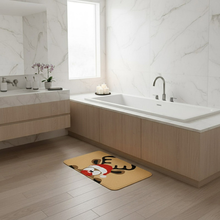 Dywanik łazienkowy świąteczny 60x40 cm mata antypoślizgowa, szybkoschnąca, renifer