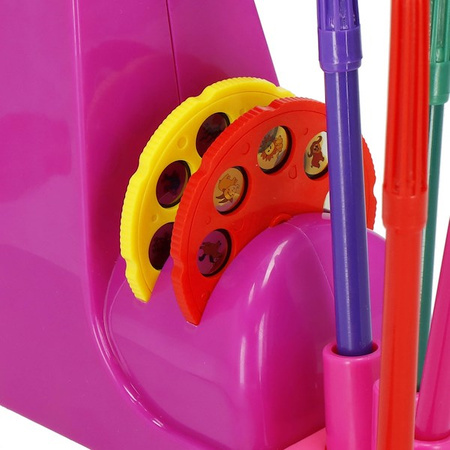 Rzutnik do nauki rysowania dla dzieci szkicownik z notesem i mazakami różowy