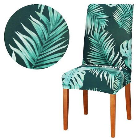 Pokrowiec na krzesło uniwersalny liście tropikalne 4 szt
