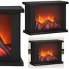 Kominek LED na baterie 27,5x19,5x12 cm dekoracyjna lampa z efektem płomienia, czarne