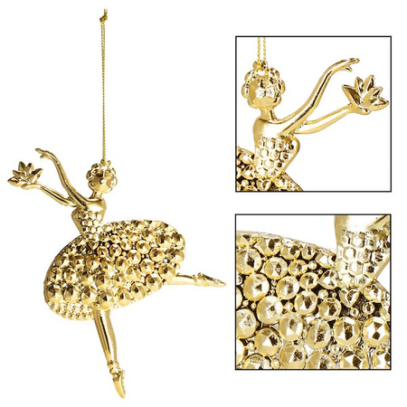 Zawieszki choinkowe 2 szt. baletnice ozdoba bożonarodzeniowa złota
