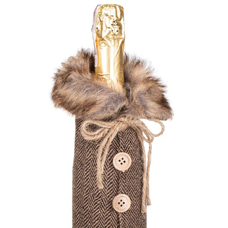 Pokrowiec na butelkę, świąteczny ubranko, sweterek z guzikami na wino