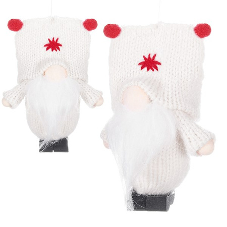 Skrzat 8cm ozdoba świąteczna, krasnal świąteczny, gnom kolorom biały