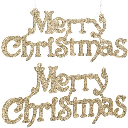 Zawieszka na choinkę napis Merry Christmas 2 szt. ozdoba świąteczna 24 cm złoty brokat