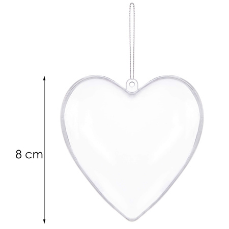 Bombki akrylowe 8cm serce plastikowe decoupage zestaw 8 szt.