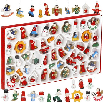 Zawieszki choinkowe 48 sztuk drewniane ozdoby świateczne