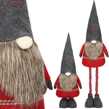 Skrzat 95-160cm ozdoba świąteczna, krasnal świąteczny na teleskopowych nóżkach czerwono-grafitowy