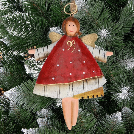 Ozdoba choinkowa metalowa 12 szt. świąteczna zawieszka aniołki zestaw multikolor