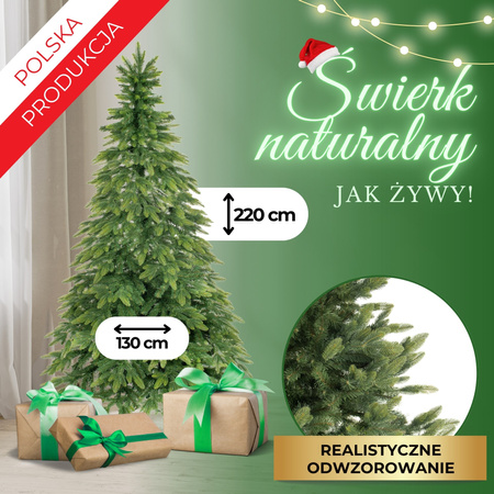 Choinka sztuczna premium 220 cm świerk naturalny